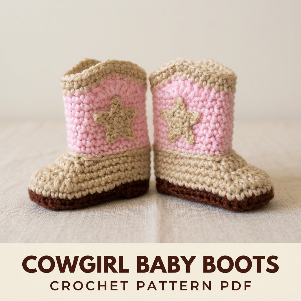 Cowgirl Baby Boots Crochet Pattern PDF – Baby Cowboy Booties