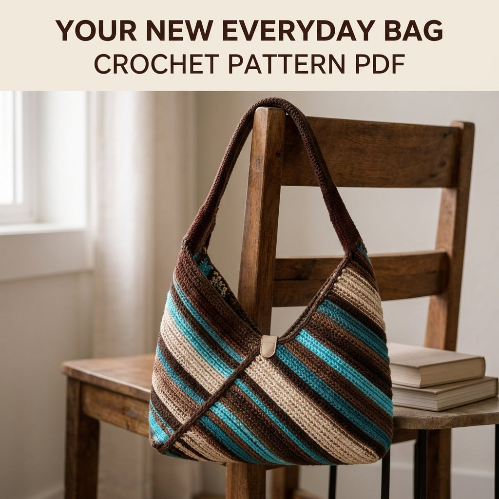 Diagonal Stripe Hobo Bag Crochet Pattern PDF – Diagonal Stripe Shoulder Bag
