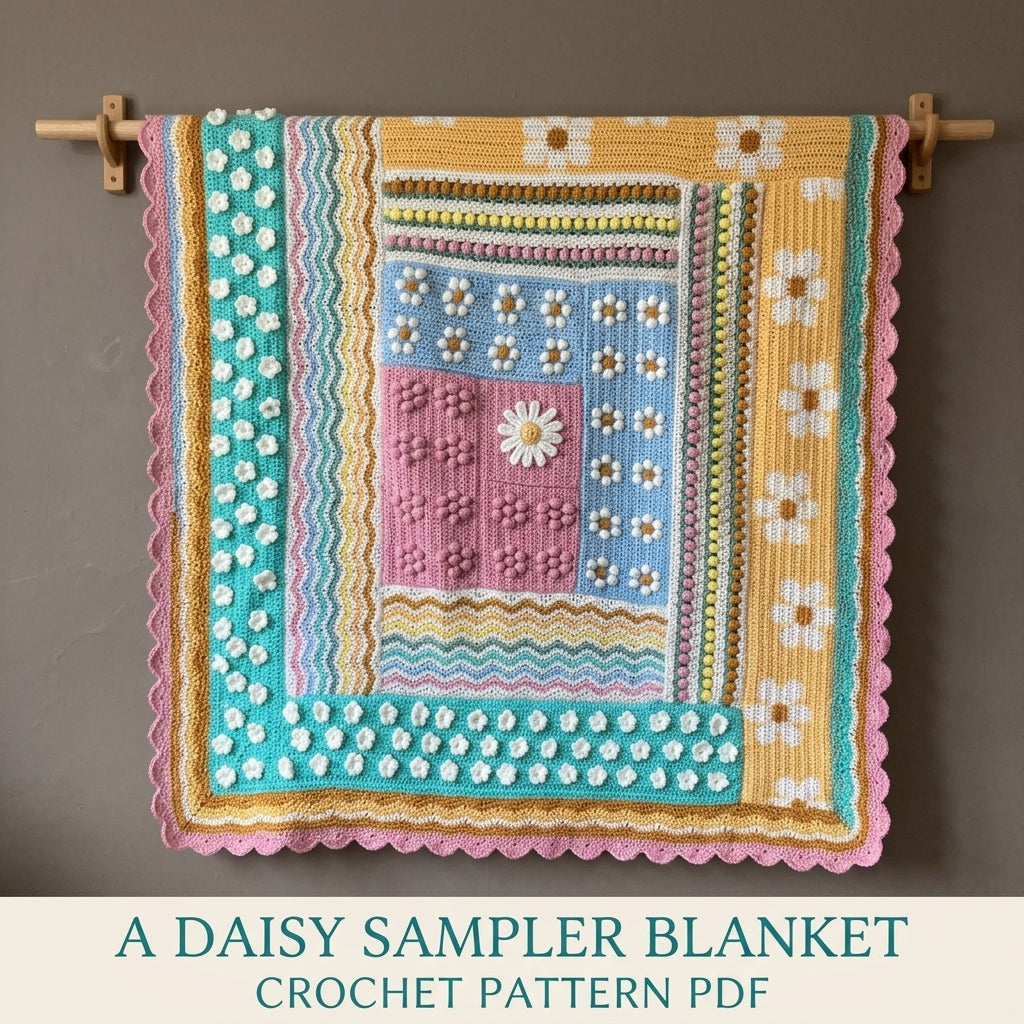 Daisy Sampler Blanket Crochet Pattern PDF – Learn Many Stitches