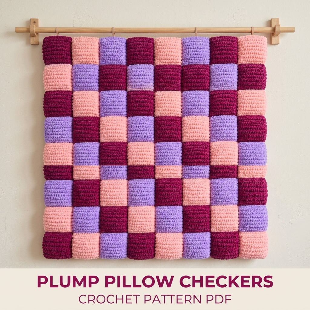 Puff Checker Blanket Crochet Pattern PDF – Pillow Square Checker Throw