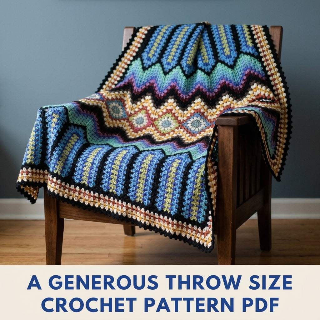 Granny Ripple Sampler Blanket Crochet Pattern PDF – Granny Stitch Afghan