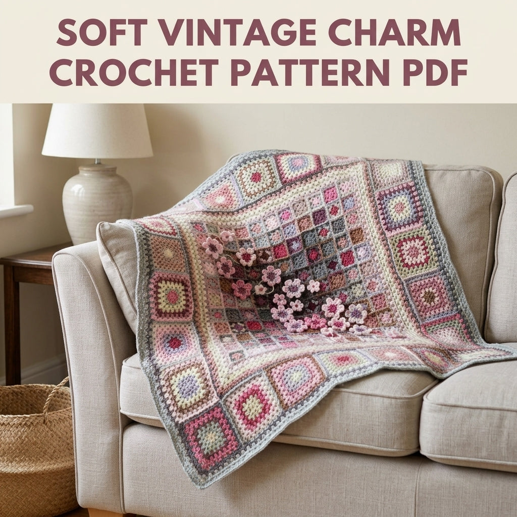 Granny Frame Flower Blanket Crochet Pattern PDF – Vintage Granny Afghan