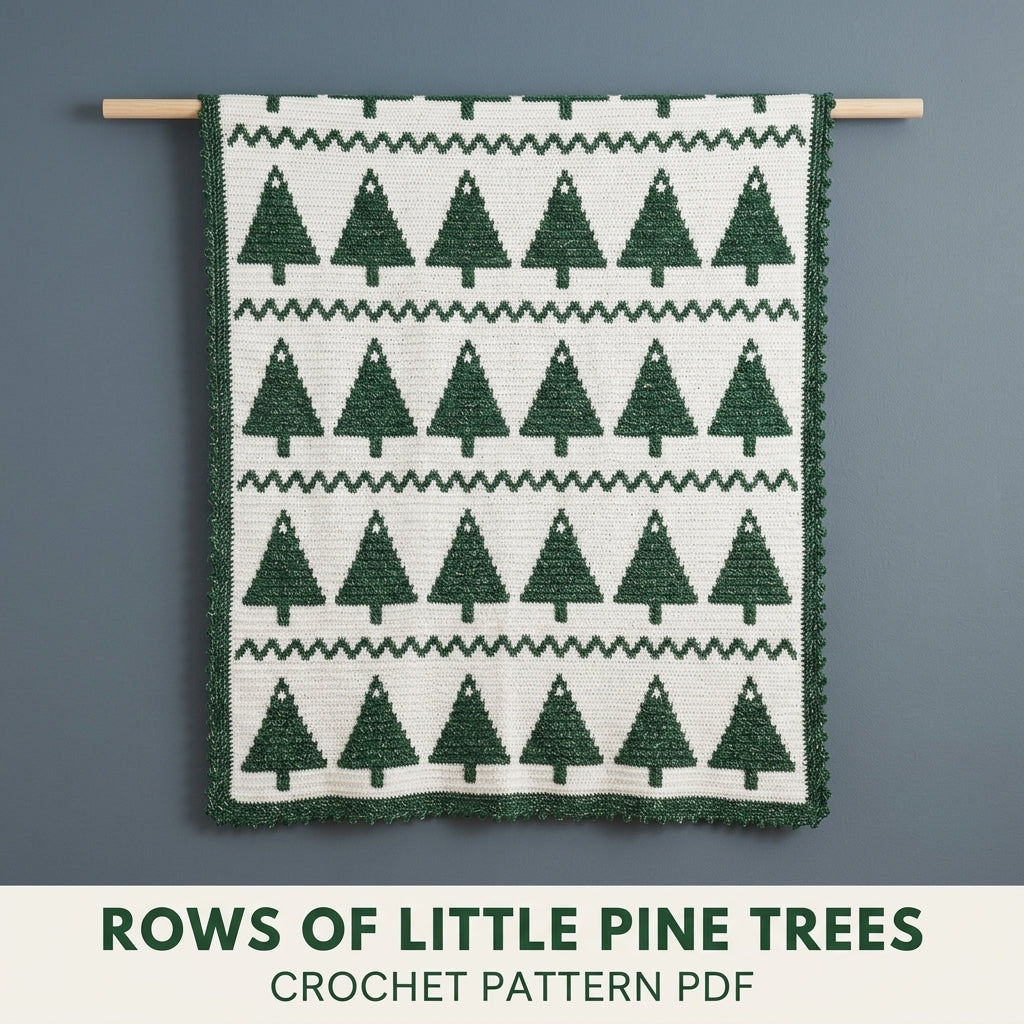 Christmas Tree Crochet Blanket Pattern PDF – Tapestry Crochet Throw in Green and White