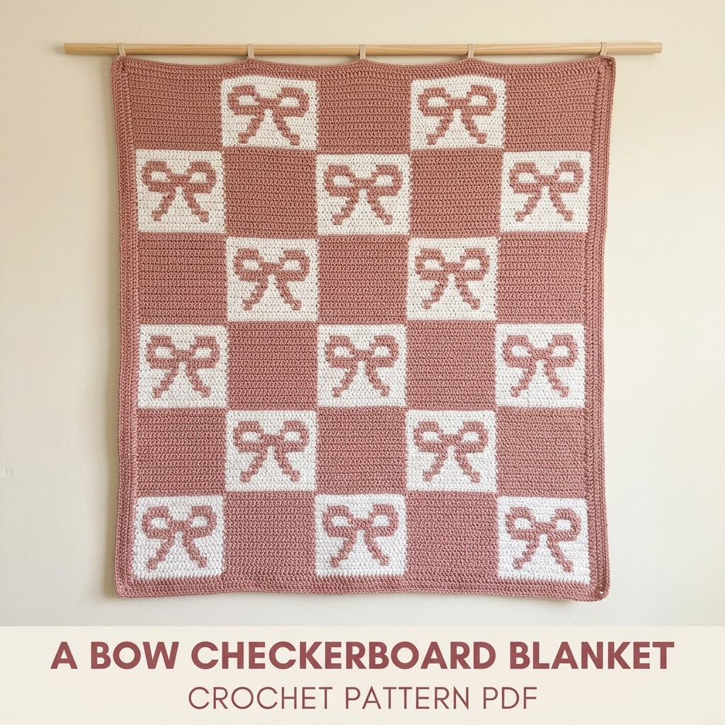 Bow Checkerboard Blanket Crochet Pattern PDF – Tapestry Baby Blanket