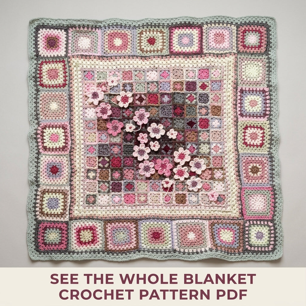 Granny Frame Flower Blanket Crochet Pattern PDF – Vintage Granny Afghan