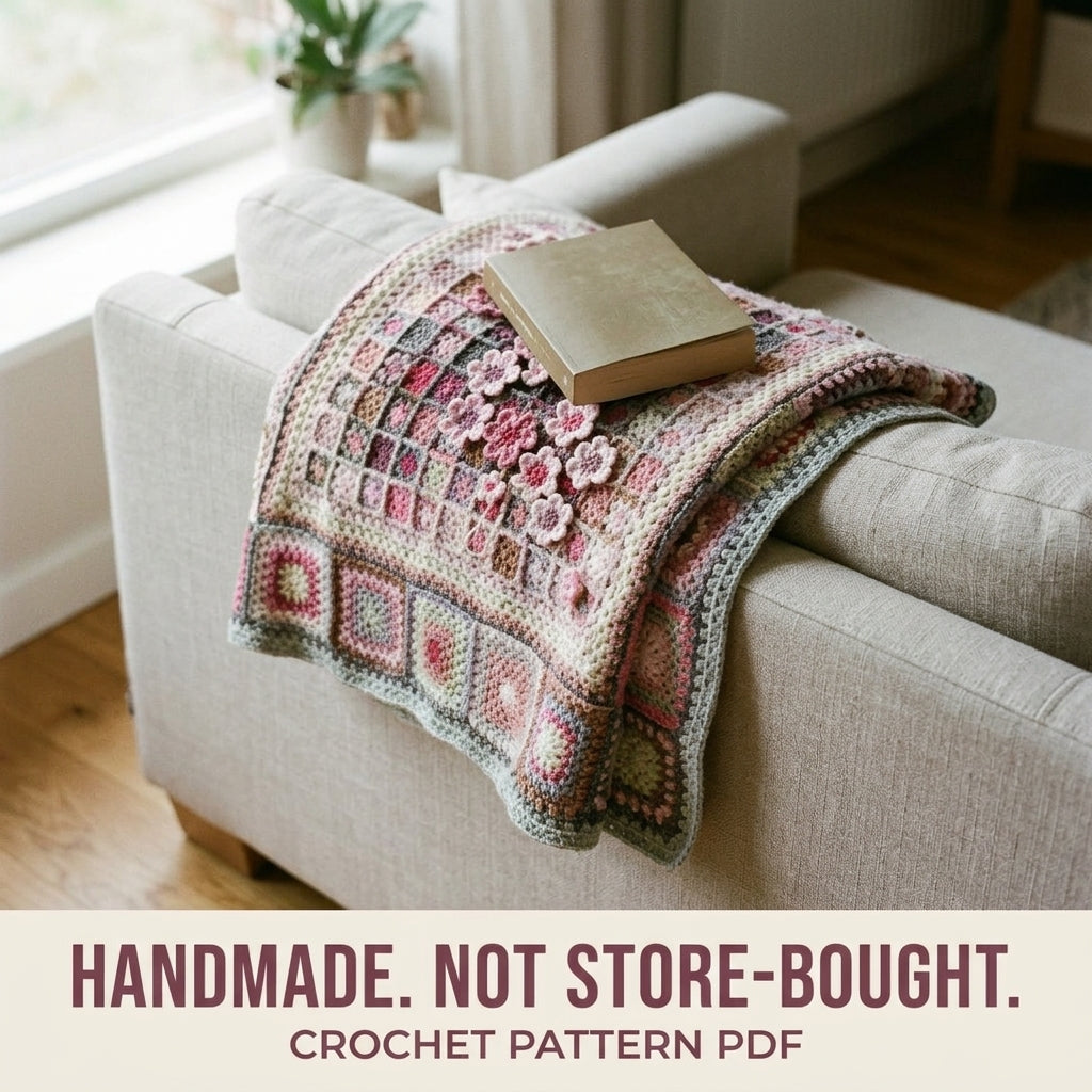 Granny Frame Flower Blanket Crochet Pattern PDF – Vintage Granny Afghan