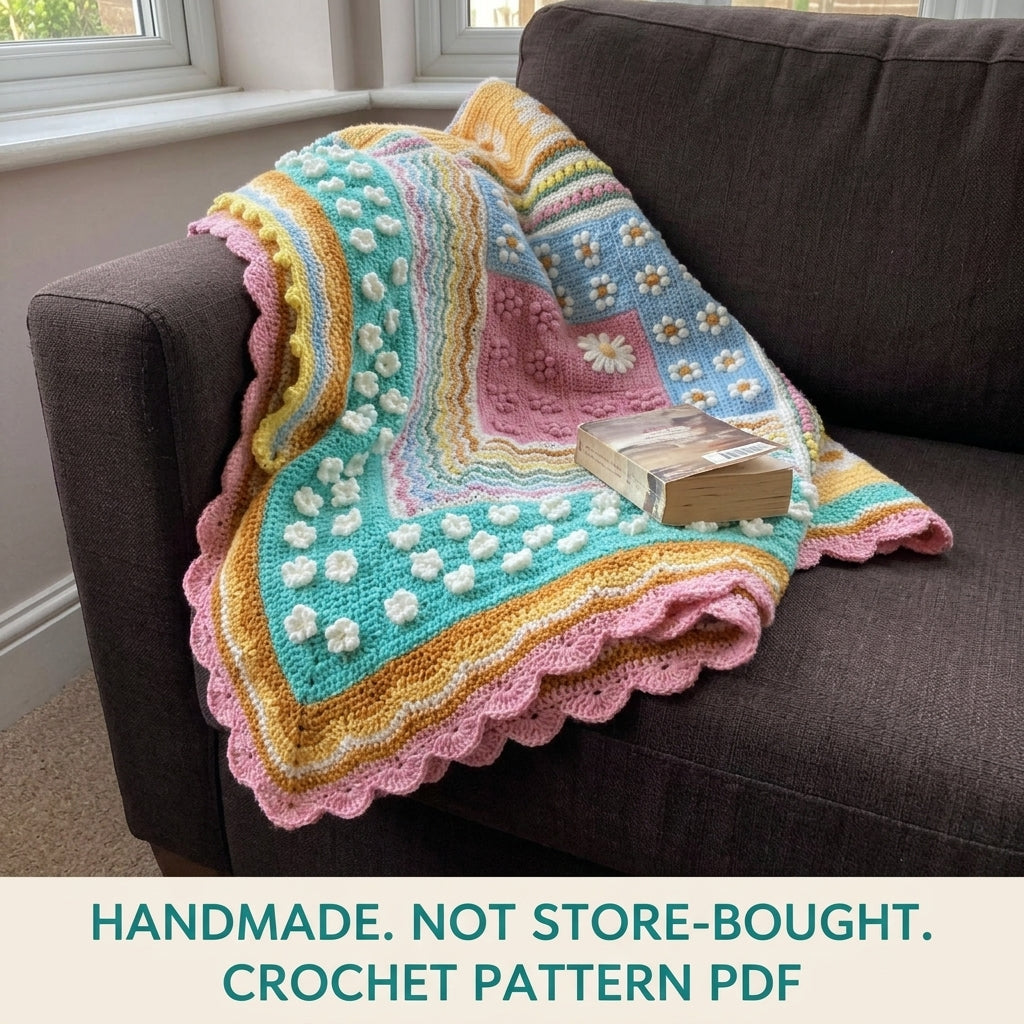 Daisy Sampler Blanket Crochet Pattern PDF – Learn Many Stitches