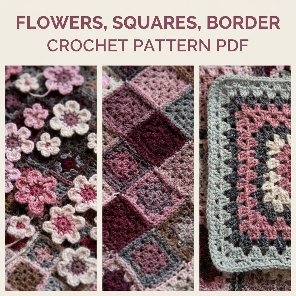 Granny Frame Flower Blanket Crochet Pattern PDF – Vintage Granny Afghan