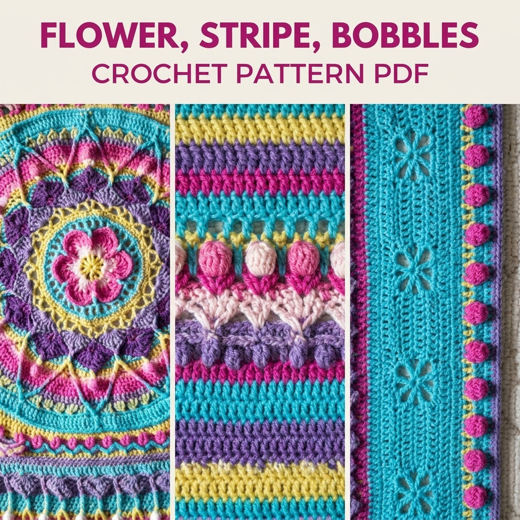 Turquoise Sunburst Mandala Blanket Crochet Pattern PDF – Bright Textured Square Throw