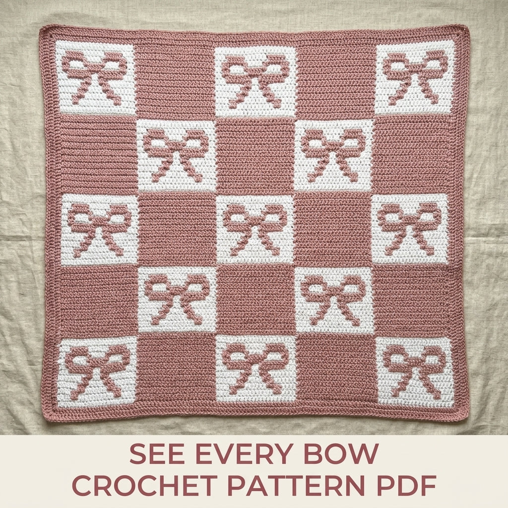 Bow Checkerboard Blanket Crochet Pattern PDF – Tapestry Baby Blanket
