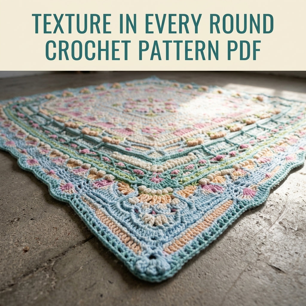 Aqua Garden Crochet Blanket Pattern PDF – Flower Medallion Square Throw with Daisies