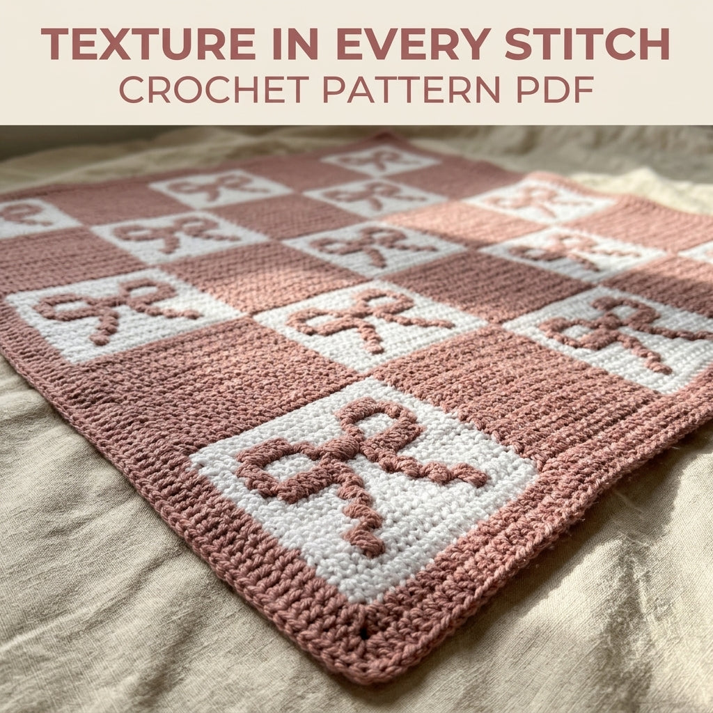 Bow Checkerboard Blanket Crochet Pattern PDF – Tapestry Baby Blanket