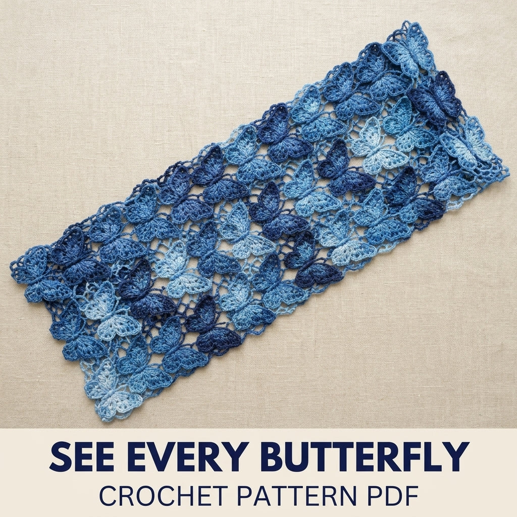 Butterfly Wrap Crochet Pattern PDF – Joined Lace Butterfly Shawl