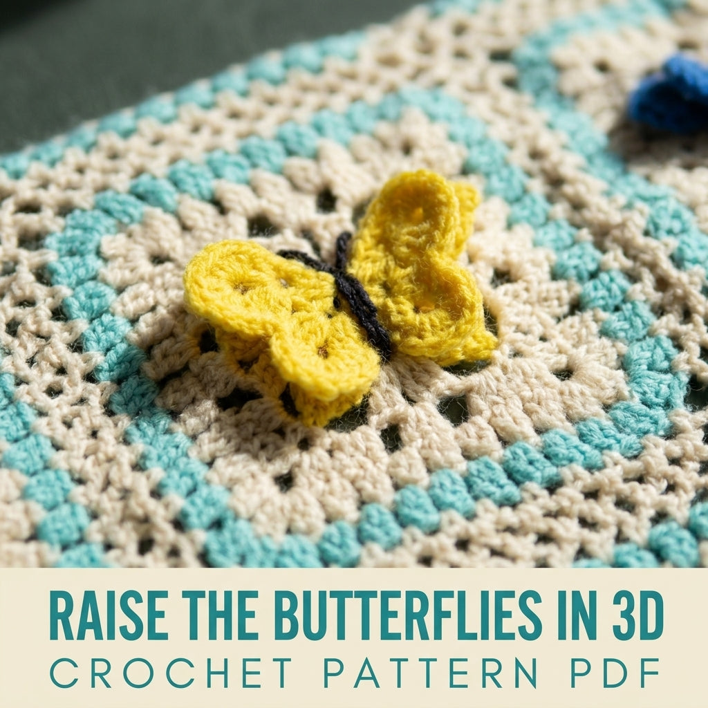 Butterfly Granny Square Baby Blanket Crochet Pattern PDF – 3D Butterfly