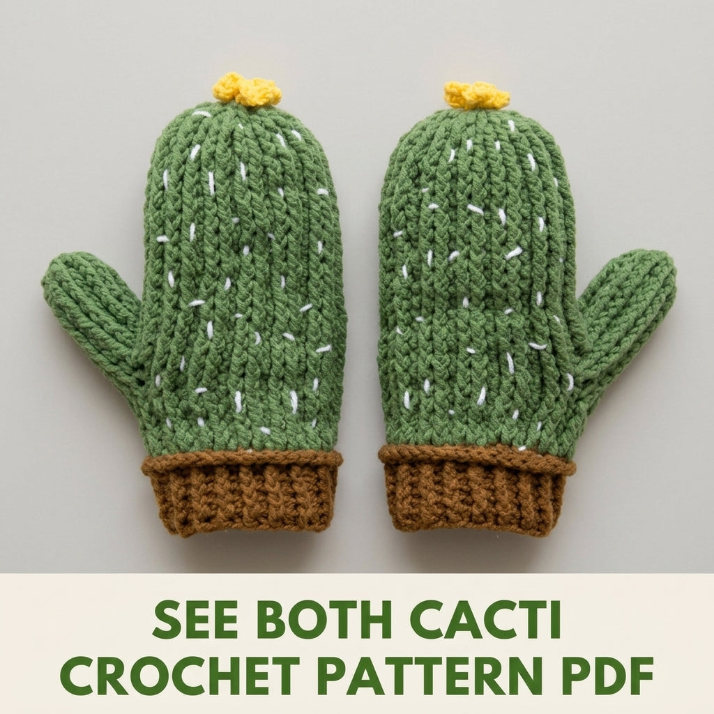Cactus Mittens Crochet Pattern PDF – Chunky Winter Mittens