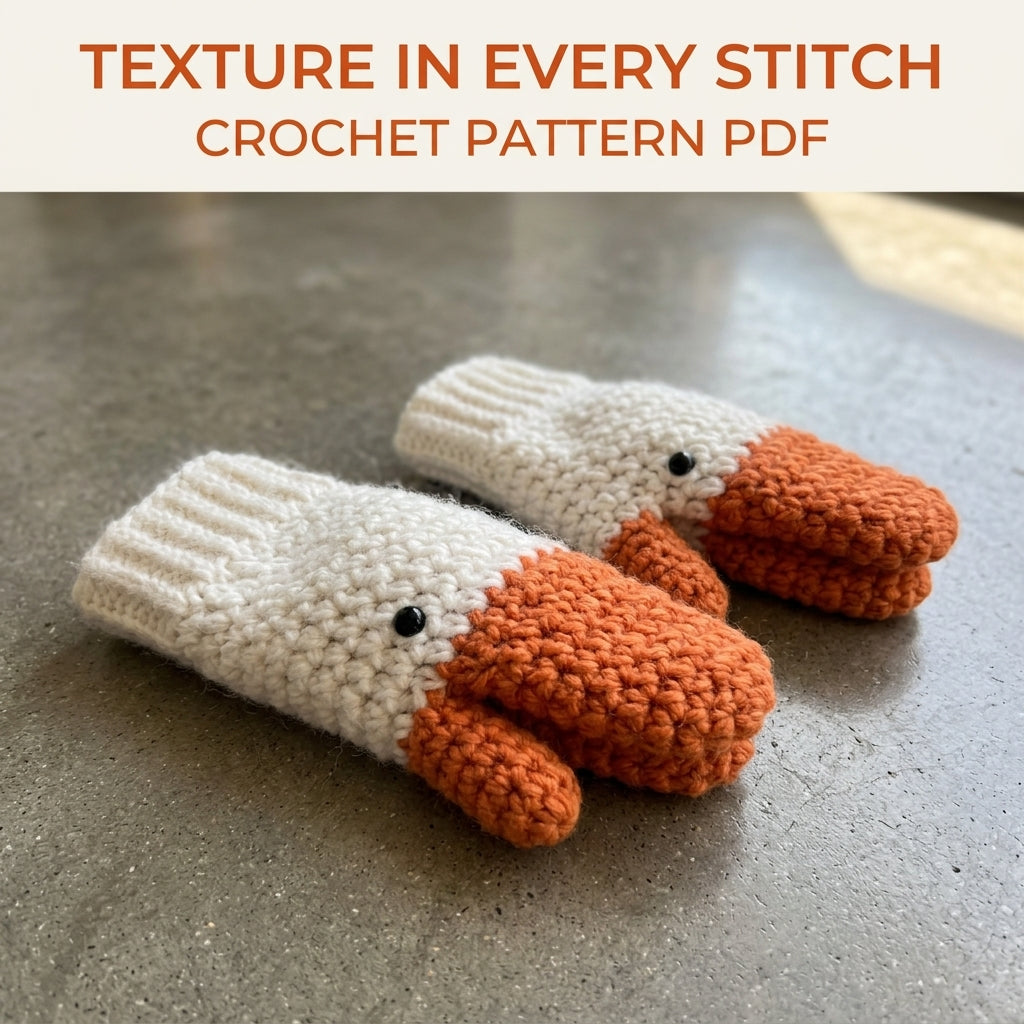 Goose Mittens Crochet Pattern PDF – Kids Duck Bill Mittens