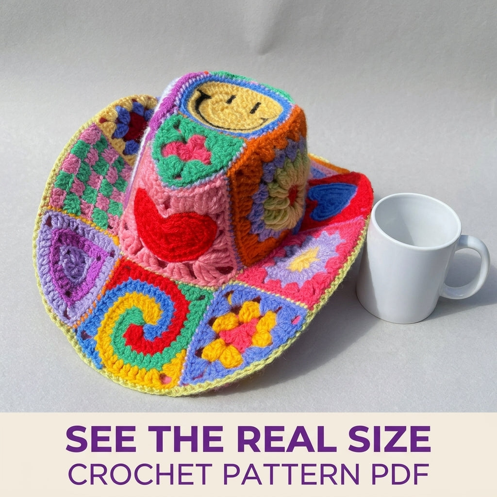 Granny Square Cowboy Hat Crochet Pattern PDF – Patchwork Festival Hat
