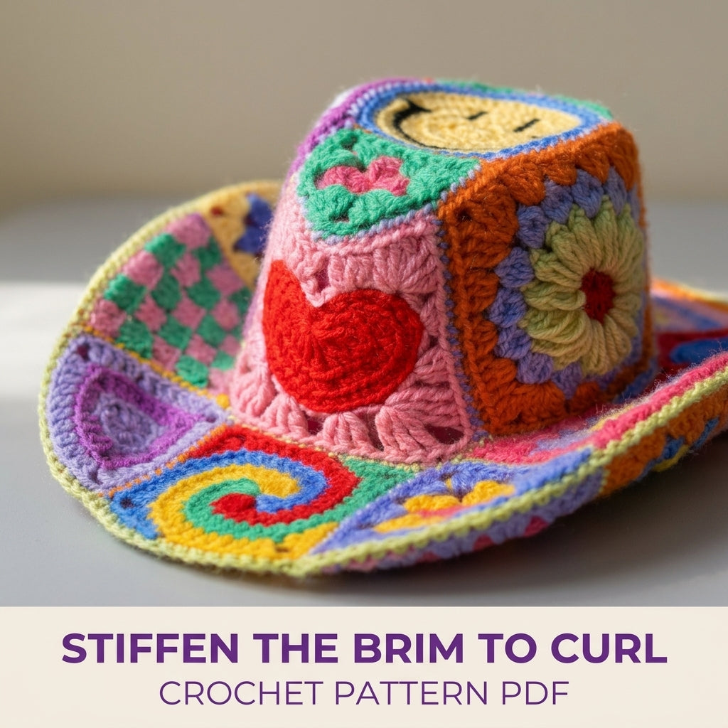 Granny Square Cowboy Hat Crochet Pattern PDF – Patchwork Festival Hat