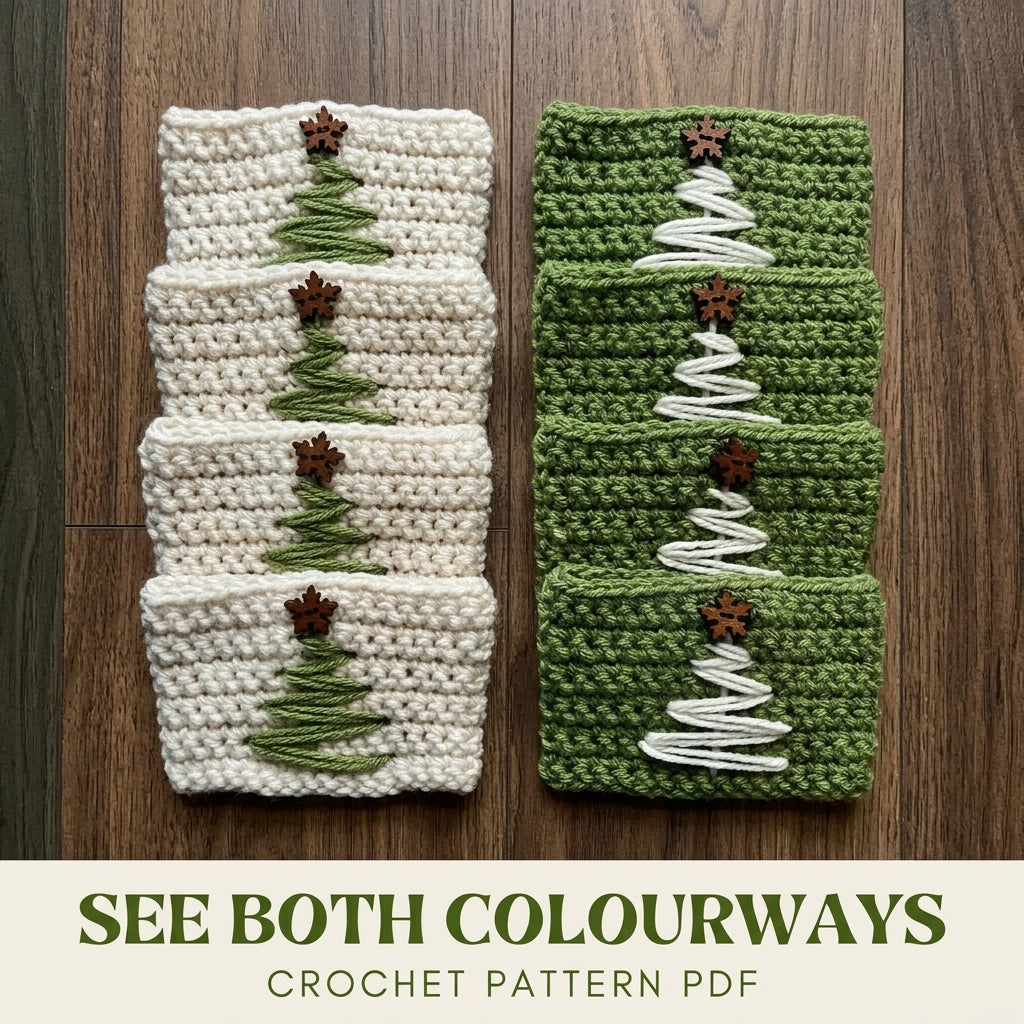 Christmas Tree Cup Cozies Crochet Pattern PDF – Quick Holiday Gift