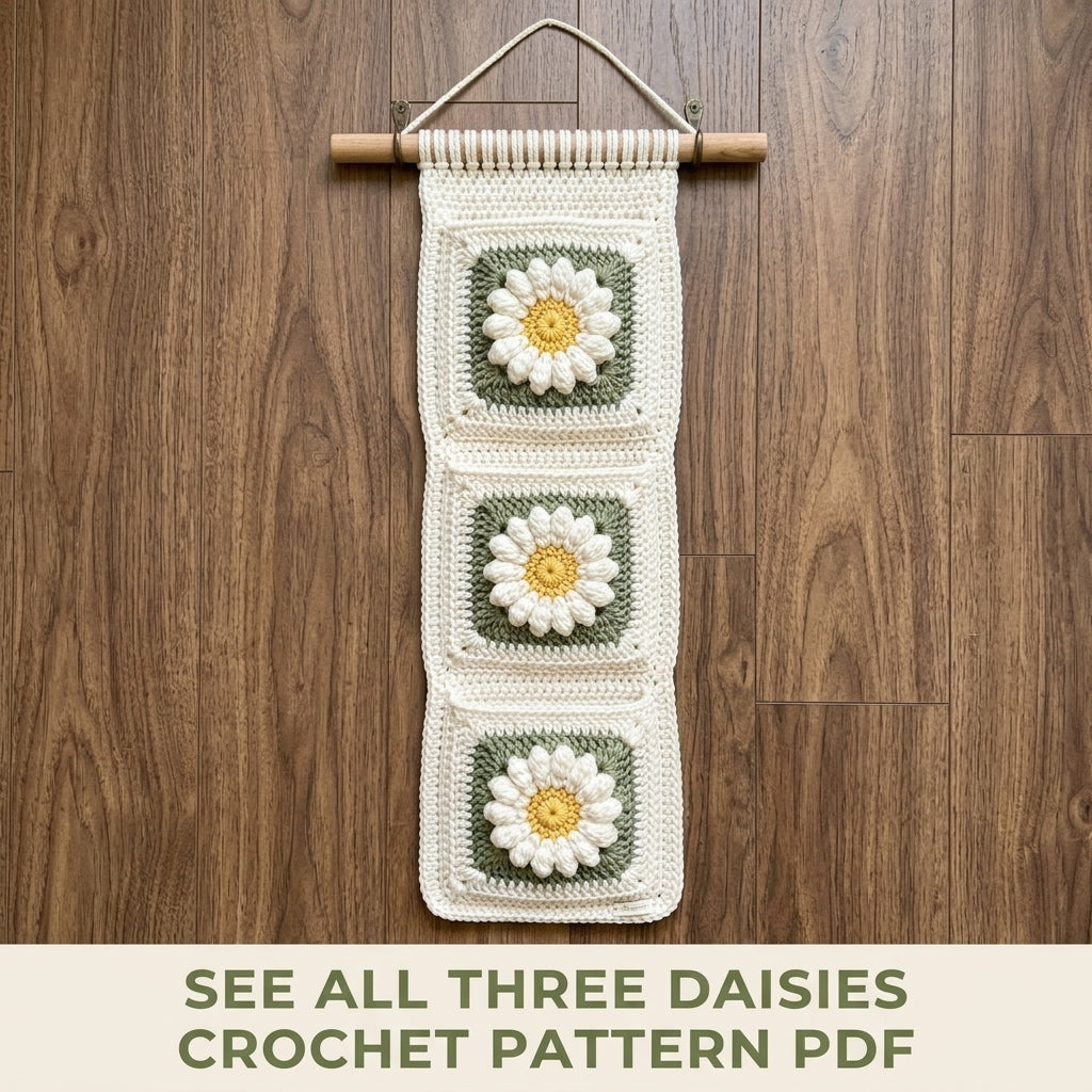 Daisy Granny Pocket Wall Hanging Crochet Pattern PDF – Entryway Organizer
