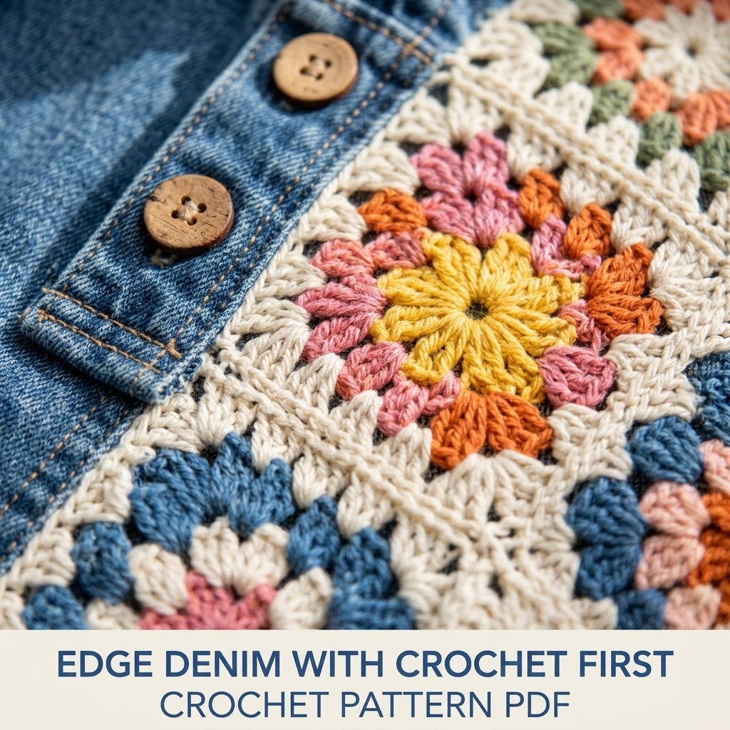 Denim Granny Square Poncho Crochet Pattern PDF – Kids Hooded Poncho