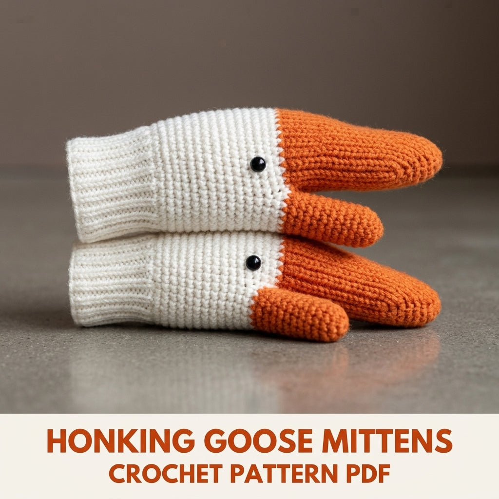 Goose Mittens Crochet Pattern PDF – Kids Duck Bill Mittens