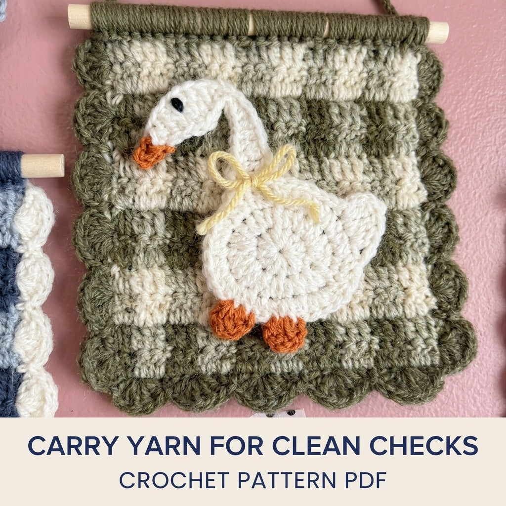 Gingham Mini Wall Banner Set Crochet Pattern PDF – Cute Wall Decor
