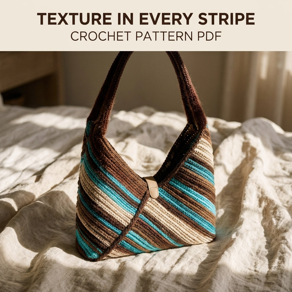 Diagonal Stripe Hobo Bag Crochet Pattern PDF – Diagonal Stripe Shoulder Bag