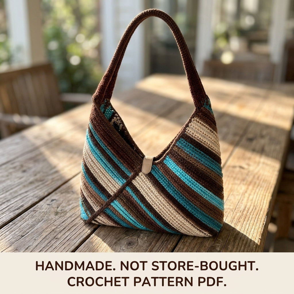 Diagonal Stripe Hobo Bag Crochet Pattern PDF – Diagonal Stripe Shoulder Bag