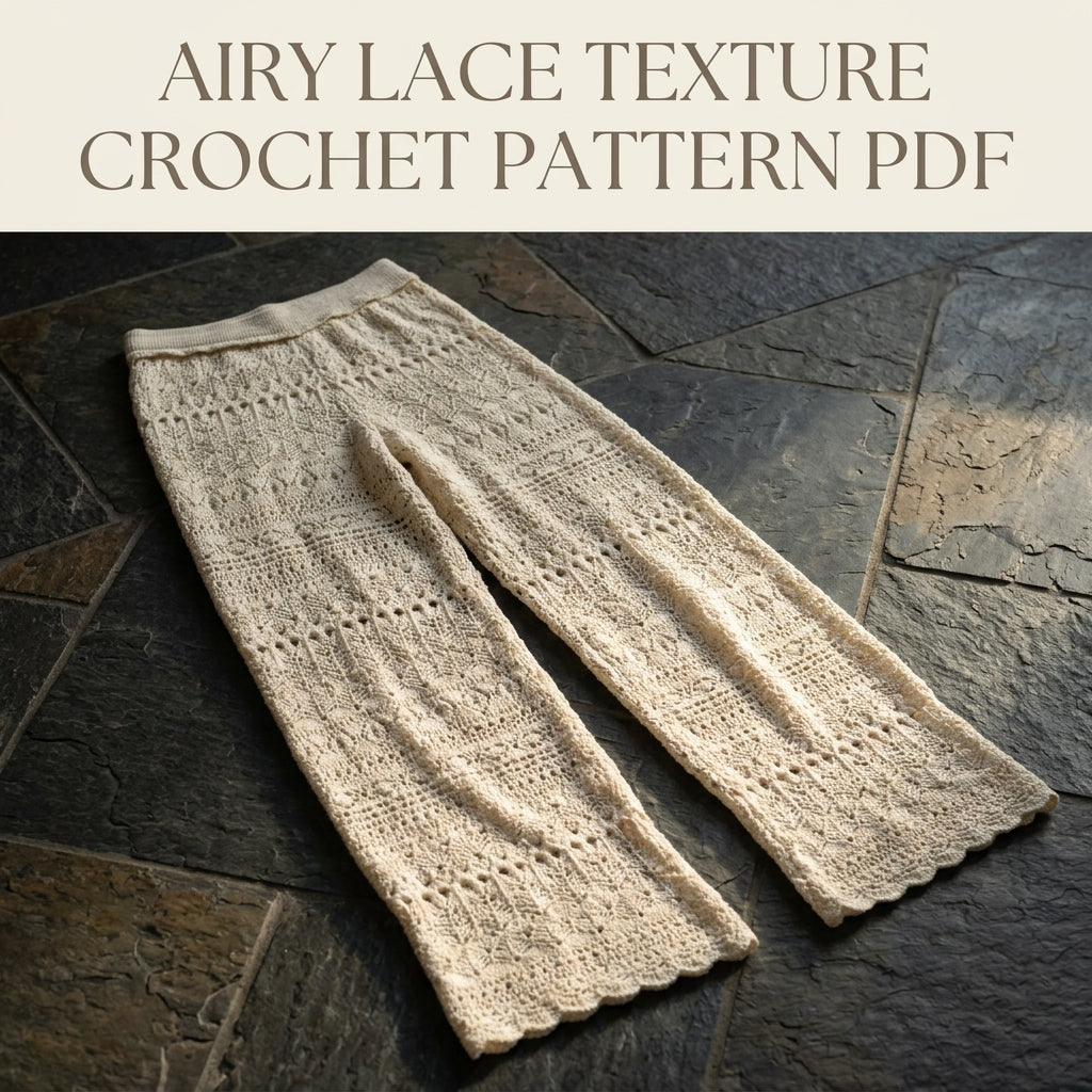 Cream Lace Wide Leg Pants Crochet Pattern PDF – Summer Lace Trousers