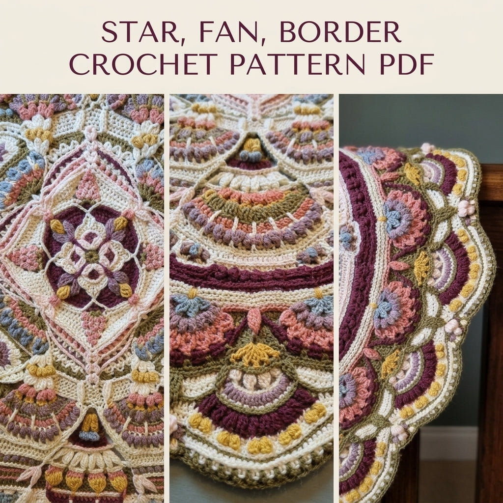 Plum Fan Mandala Blanket Crochet Pattern PDF – Large Round Textured Mandala