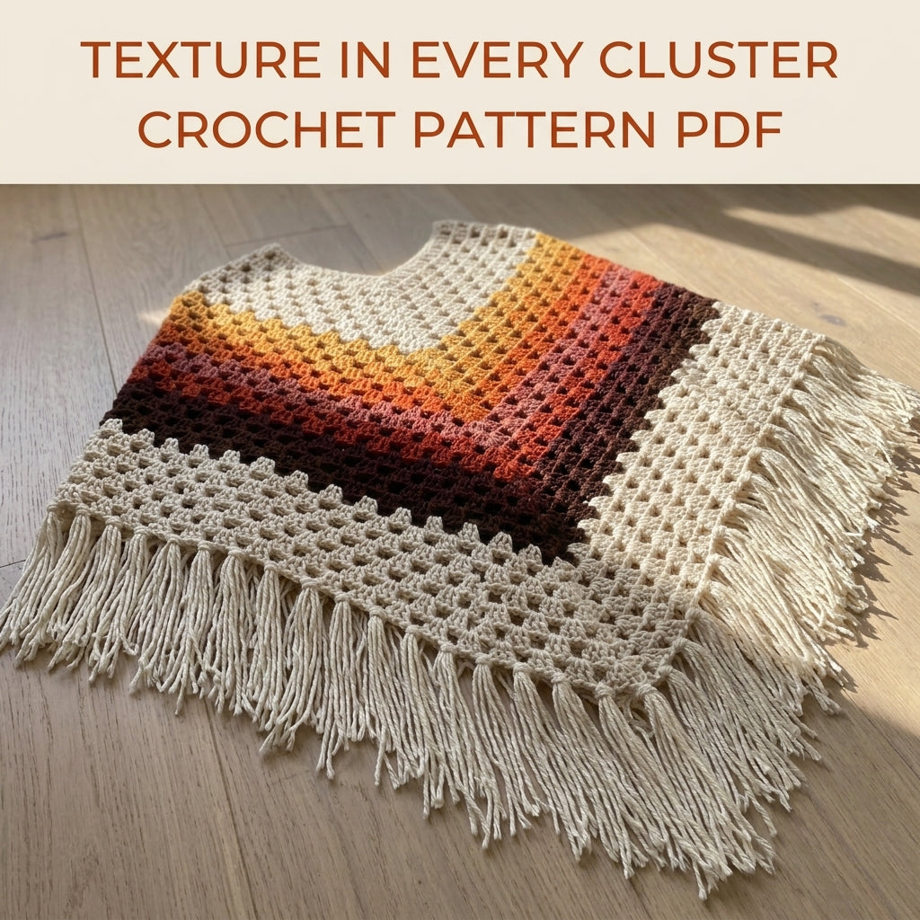 Autumn Ombré Granny Stitch Poncho Crochet Pattern PDF – Autumn Ombré Poncho with Fringe