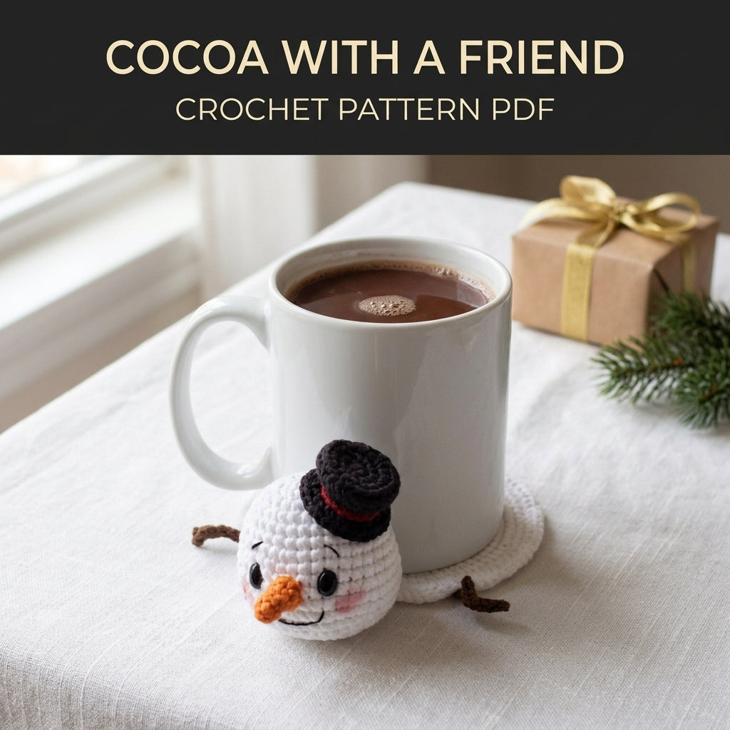 Snowman Mug Coaster Crochet Pattern PDF – Christmas Mug Rug