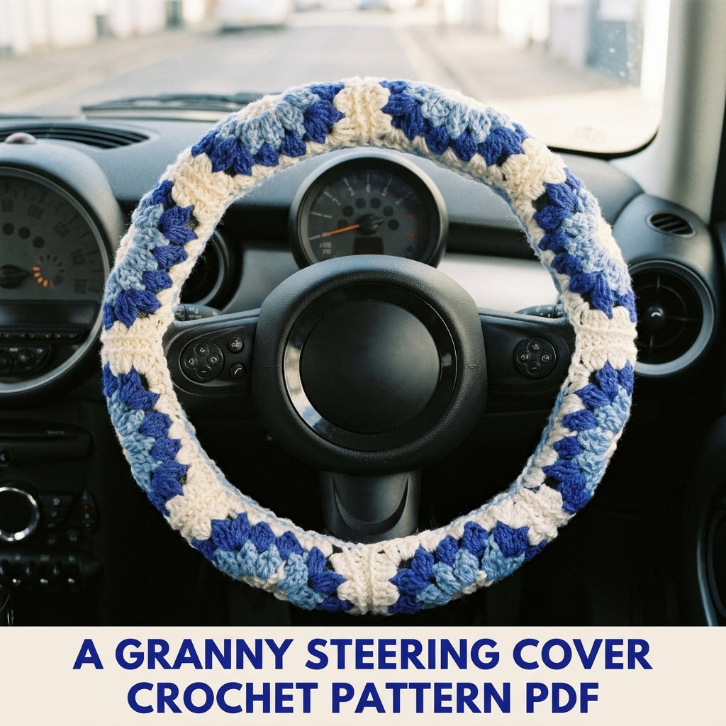 Granny Stripe Steering Wheel Cover Crochet Pattern PDF – Car Accessory