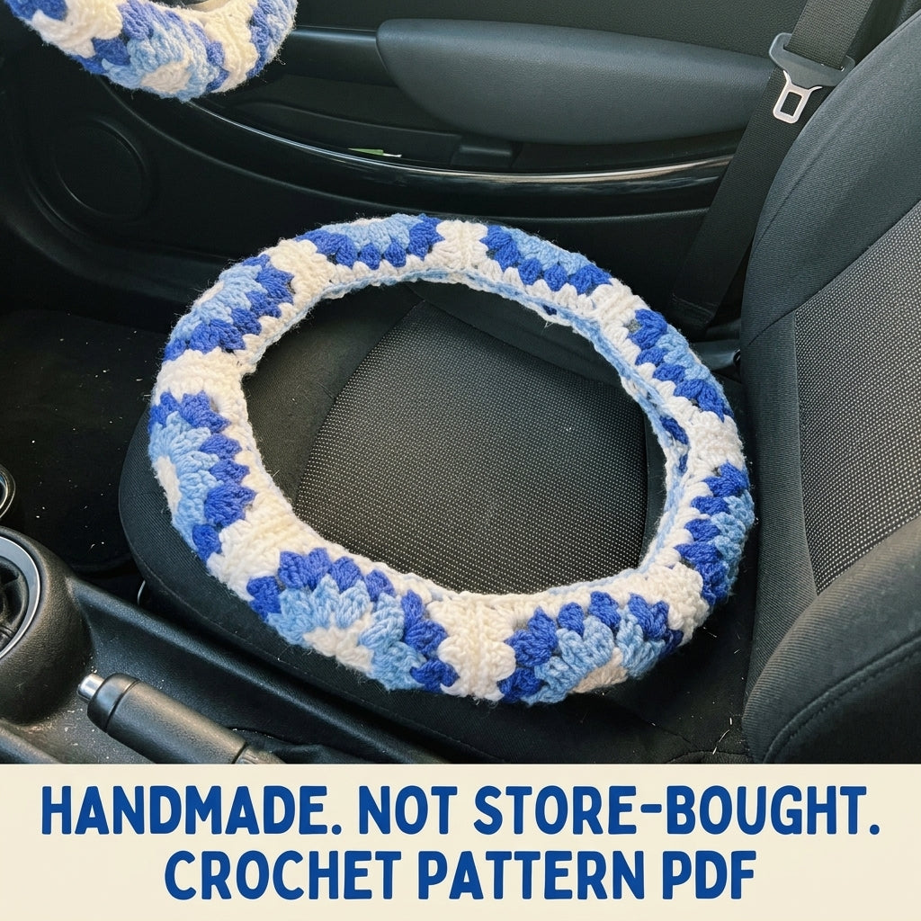 Granny Stripe Steering Wheel Cover Crochet Pattern PDF – Car Accessory