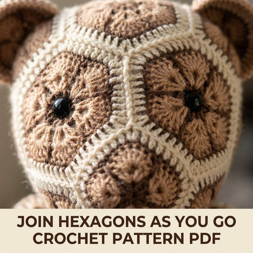 African Flower Teddy Bear Crochet Pattern PDF – Hexagon Amigurumi Bear