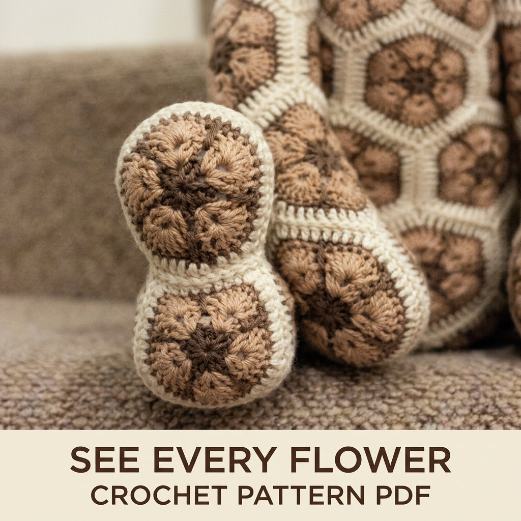 African Flower Teddy Bear Crochet Pattern PDF – Hexagon Amigurumi Bear