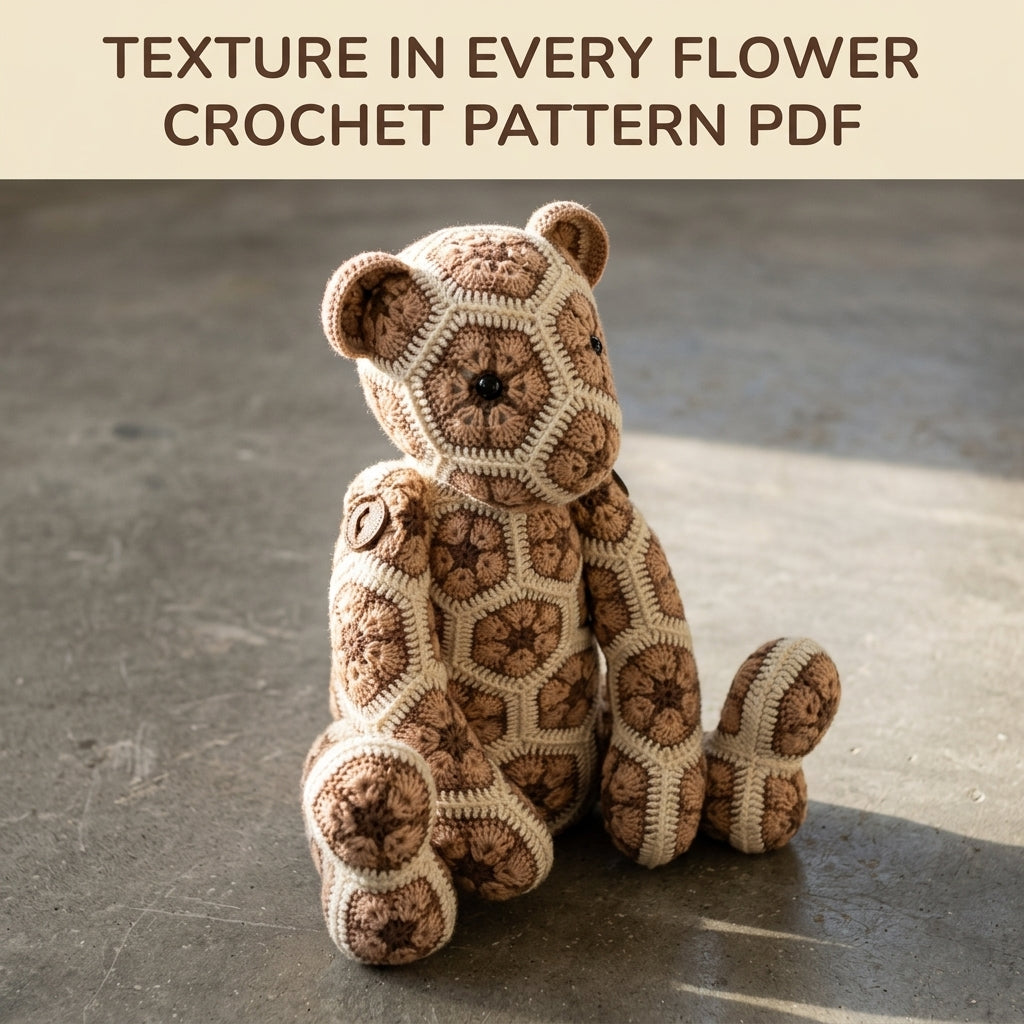 African Flower Teddy Bear Crochet Pattern PDF – Hexagon Amigurumi Bear