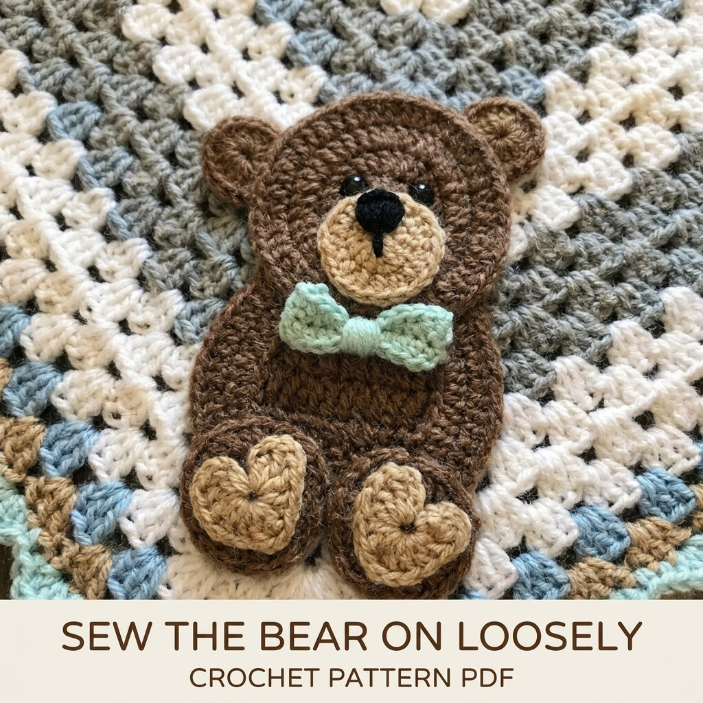 Teddy Bear Granny Baby Blanket Crochet Pattern PDF – Granny Square with Bear Appliqué