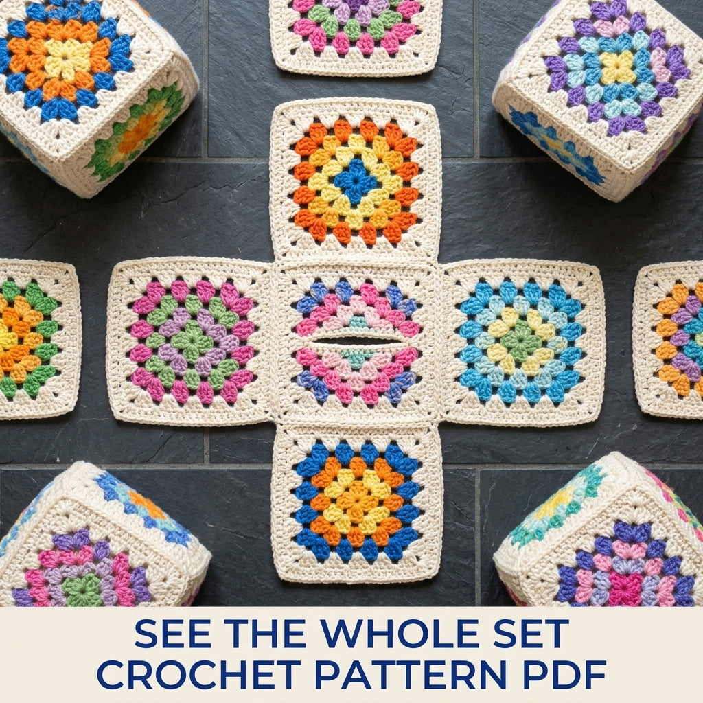 Granny Square Tissue Box Cover Crochet Pattern PDF – Cube Tissue Cover