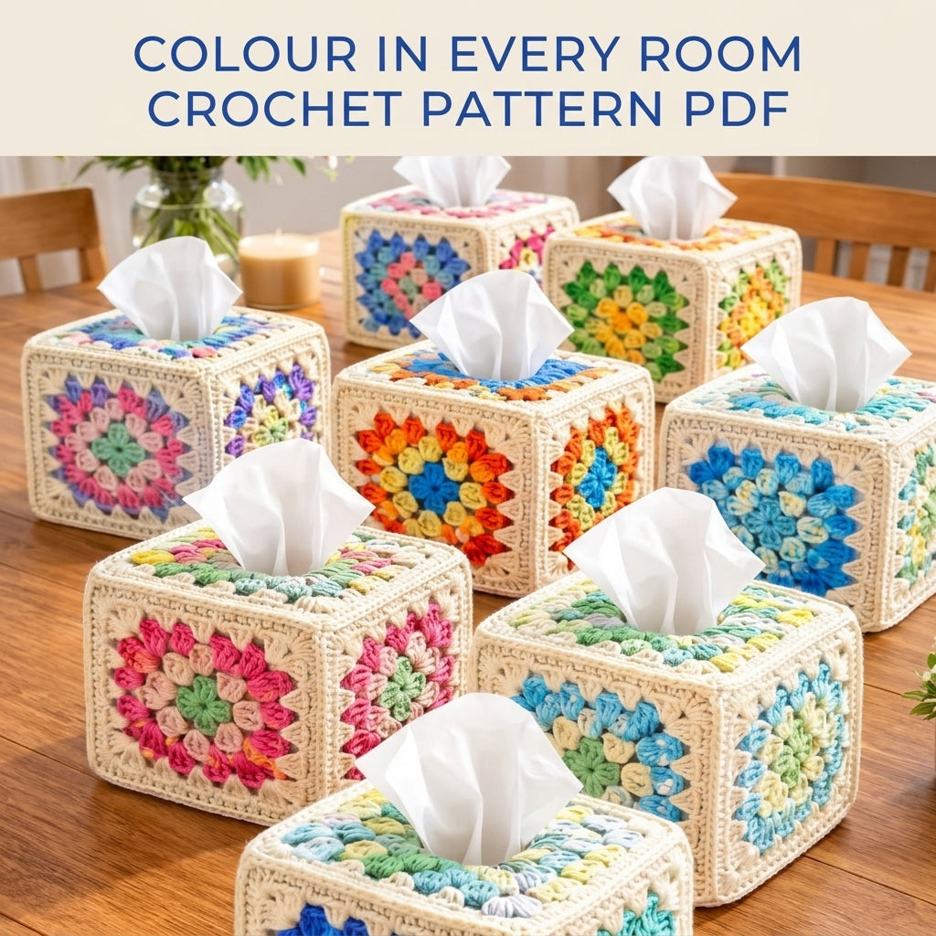 Granny Square Tissue Box Cover Crochet Pattern PDF – Cube Tissue Cover