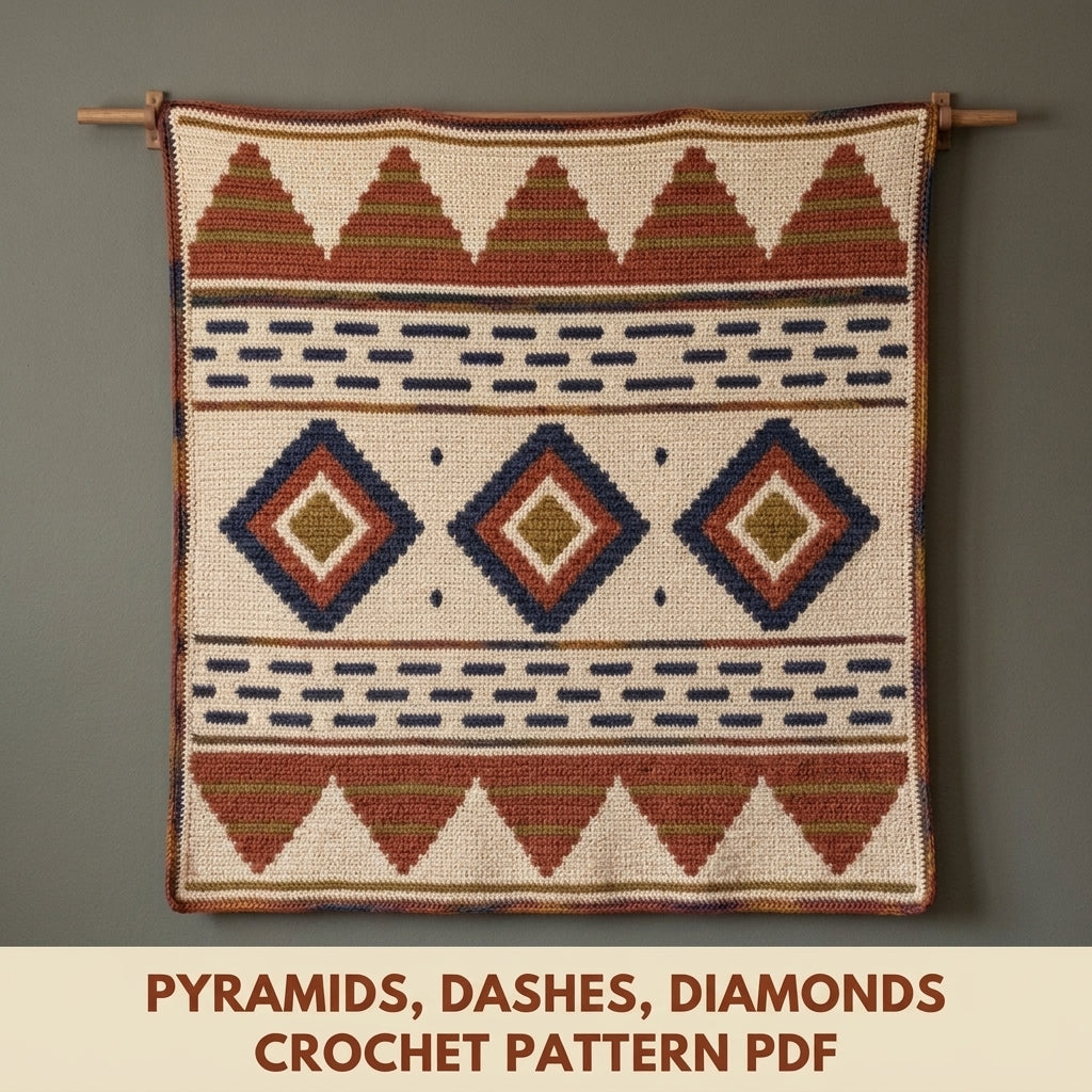 Pyramid Tapestry Crochet Pattern PDF – Geometric Crochet Wall Decor
