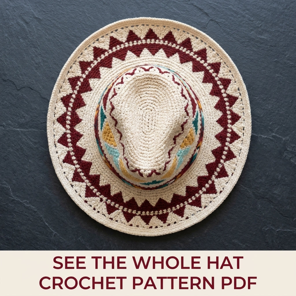 Tapestry Crochet Western Hat Pattern PDF – Colourwork Cowboy Hat