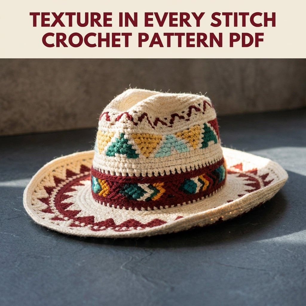 Tapestry Crochet Western Hat Pattern PDF – Colourwork Cowboy Hat