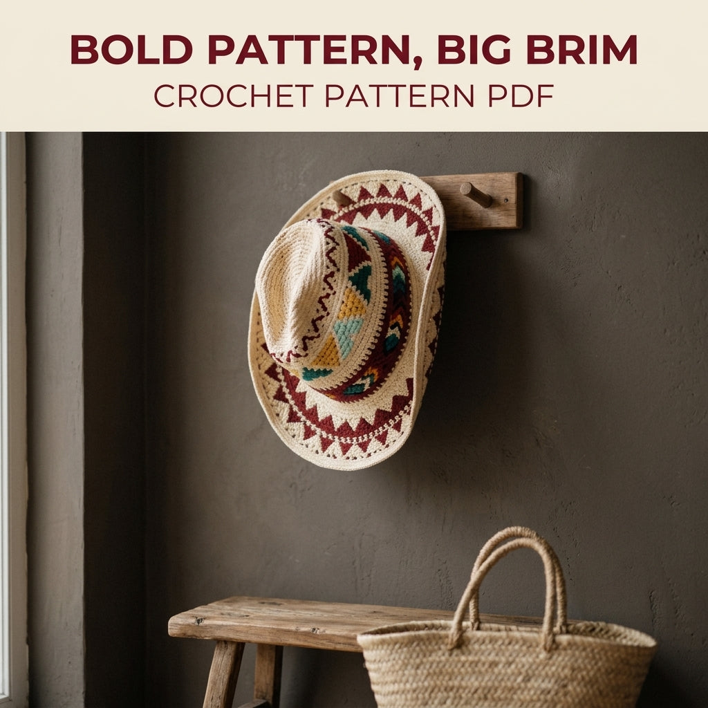 Tapestry Crochet Western Hat Pattern PDF – Colourwork Cowboy Hat