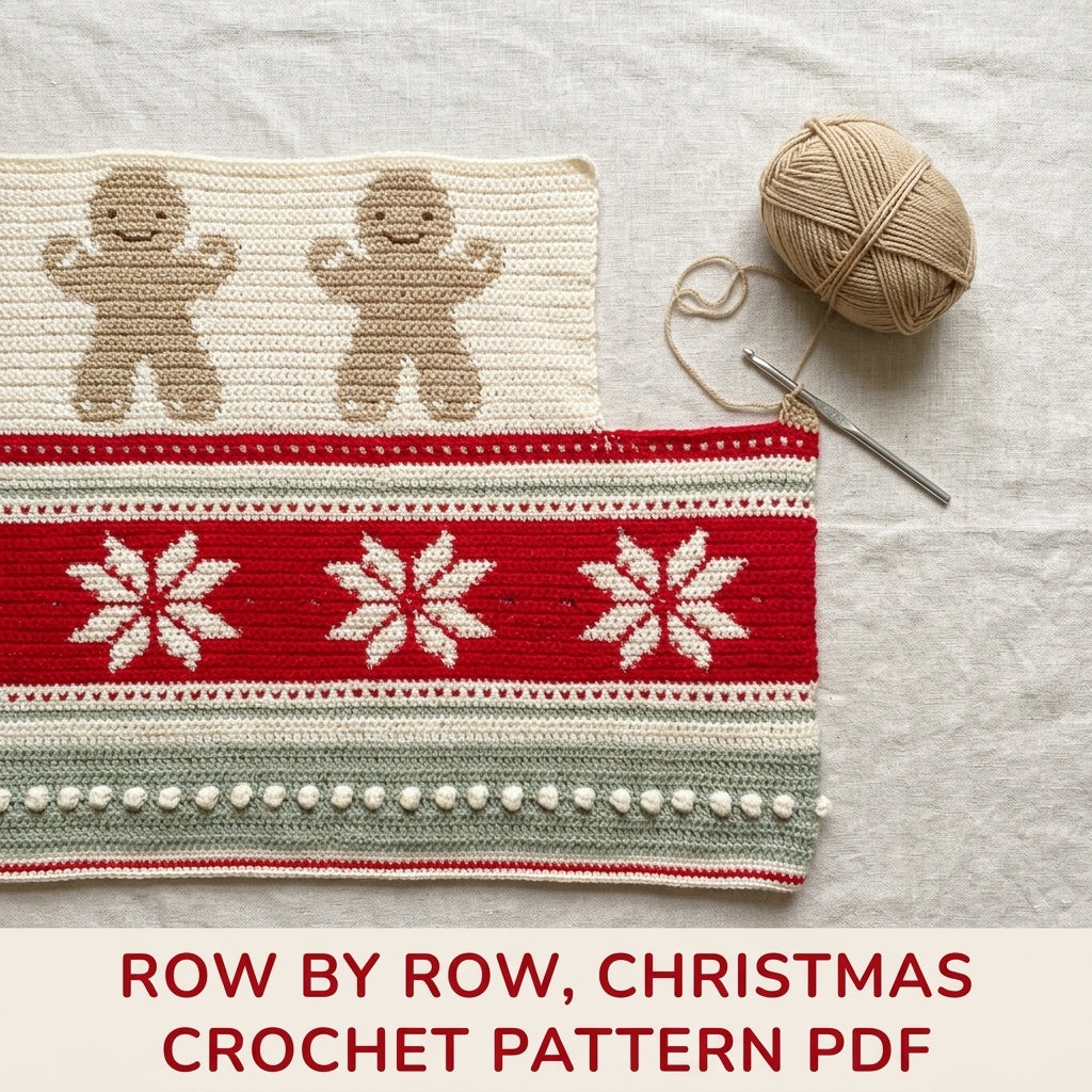 Gingerbread Christmas Blanket Crochet Pattern PDF – Festive Tapestry Afghan