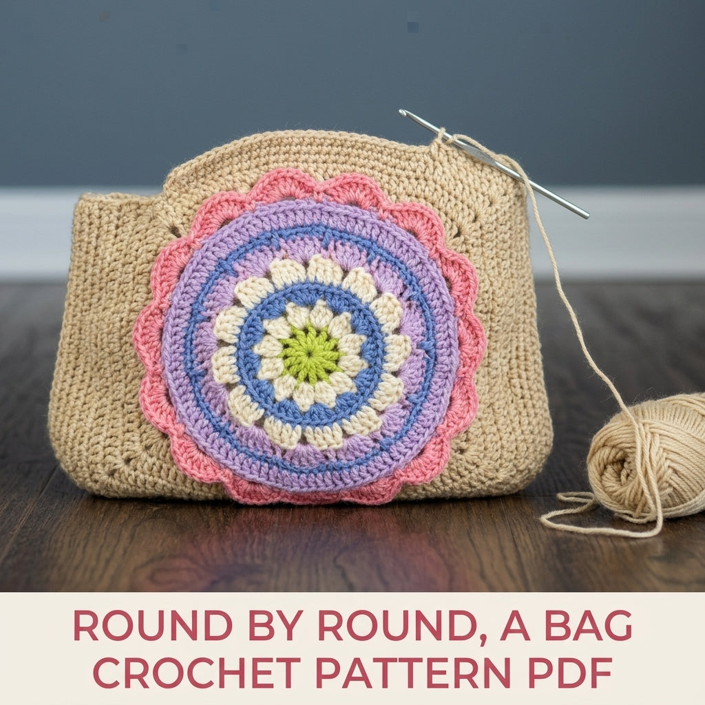 Mandala Lined Shoulder Bag Crochet Pattern PDF – Pastel Mandala Purse with Lining