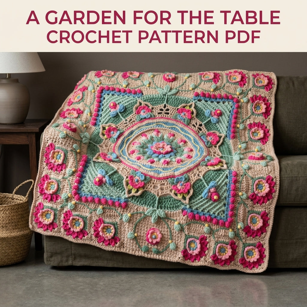 Rose Garden Overlay Blanket Crochet Pattern PDF – Raised Roses Mandala Throw