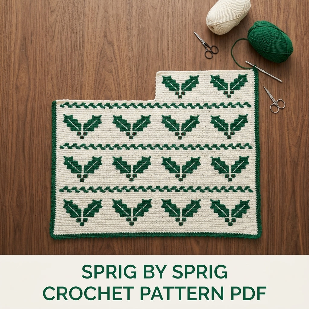 Holly Crochet Blanket Pattern PDF – Christmas Tapestry Crochet Throw in Green and White