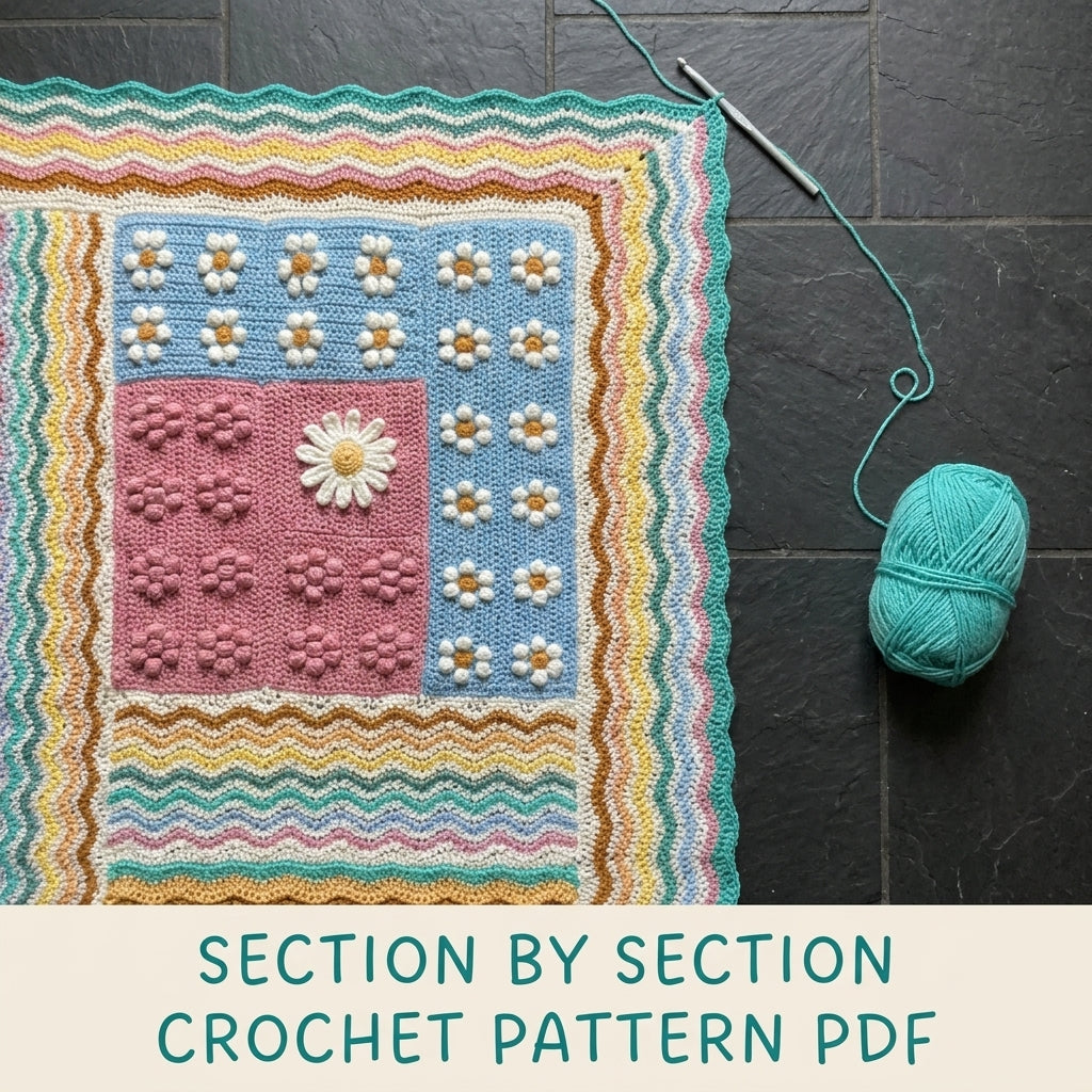 Daisy Sampler Blanket Crochet Pattern PDF – Learn Many Stitches